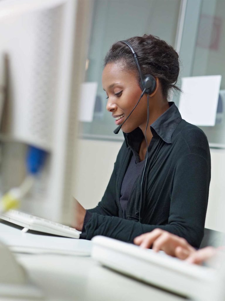 woman working in call center